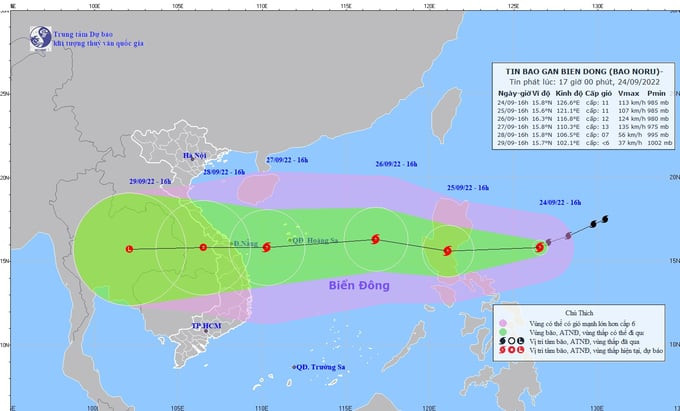 Cập nhật tình hình cơn bão số 4 (bão Noru) đến 17h ngày 24/9
