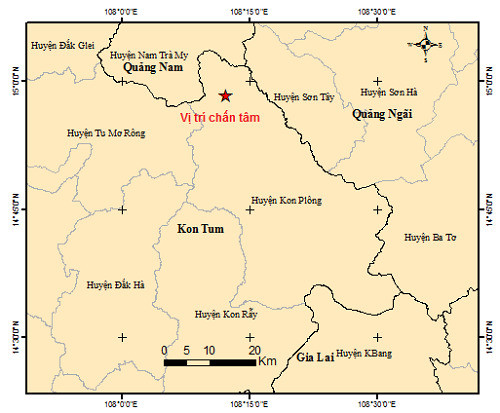 Kon Tum xảy ra một trận động đất vào trưa ngày 13/10