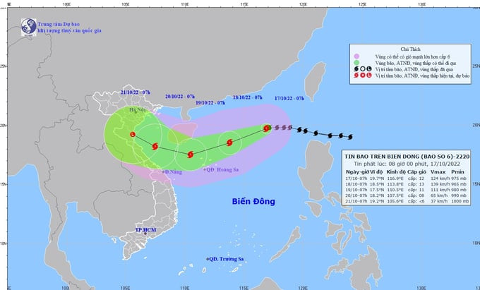 Cập nhật tình hình cơn bão số 6 - Nesat tính đến 8h ngày 17/10