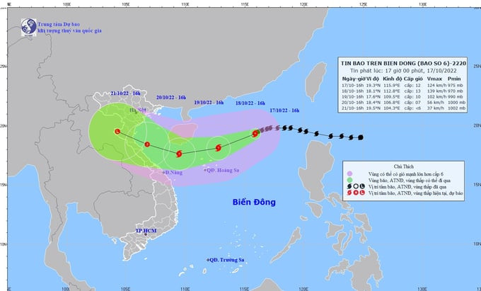 Cập nhật tình hình cơn bão số 6 - Nesat đến 17h chiều ngày 17/10