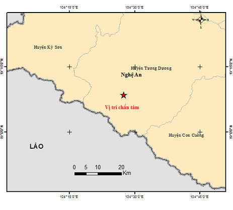 Nghệ An xảy ra trận động đất 2.8 độ richter