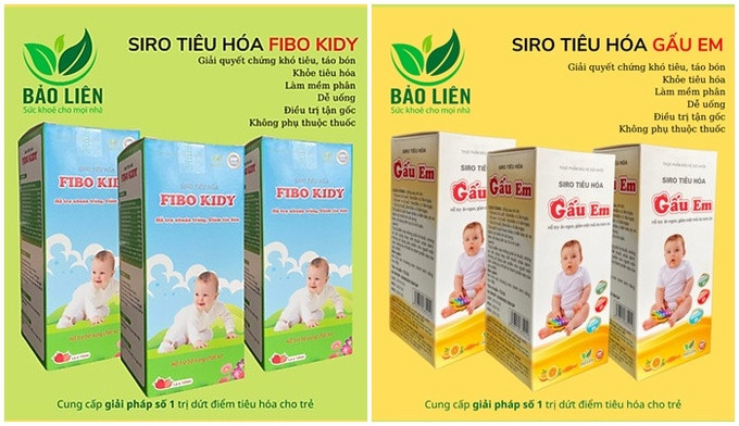 Cảnh báo Thực phẩm bảo vệ sức khỏe Siro tiêu hóa Fibo Kidy và Siro tiêu hóa Gấu em vi phạm quảng cáo
