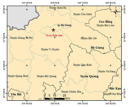Hà Giang xảy ra trận động đất 3 độ Richter vào sáng ngày 28/11
