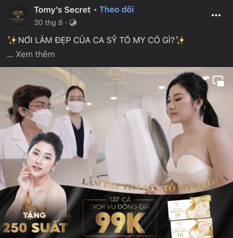 Ca sĩ Tố My liên quan gì tới Viện Thẩm Mỹ TOMY’S SECRET?