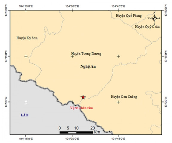 Nghệ An xảy ra trận động đất mạnh 3.0 độ ở huyện Tương Dương