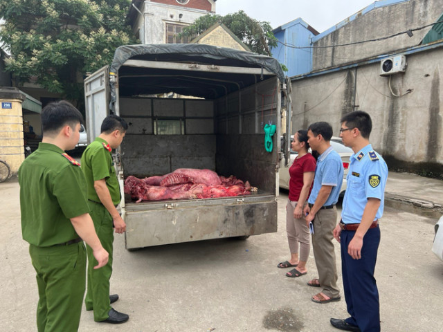 Hưng Yên phát hiện và ngăn chặn kịp thời 230kg thịt lợn bốc mùi hôi thối đang trên đường đi tiêu thụ