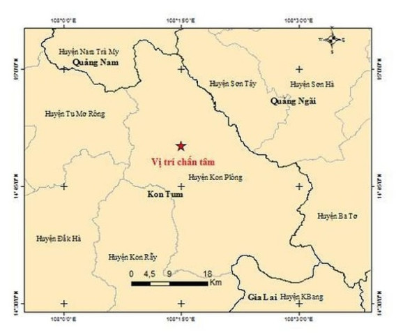 Kon Tum xảy ra trận động đất 3.0 độ richter tại huyện Kon Plông
