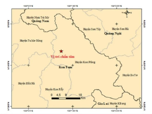 Kon Tum: Huyện Kon Plông xảy ra trận động đất có độ lớn 3.7 vào trưa 16/5