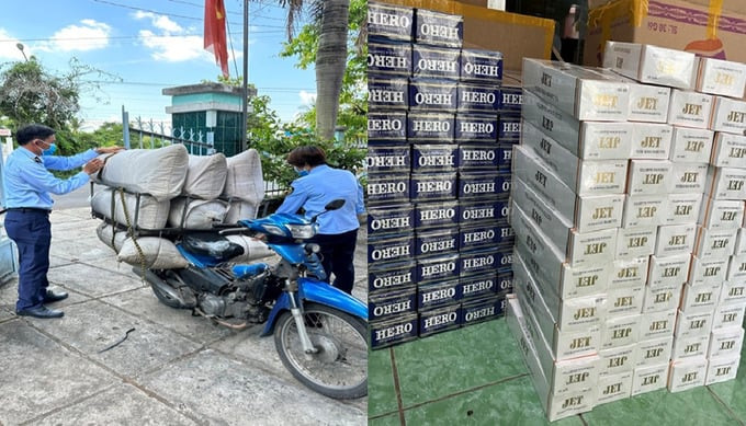 Đồng Tháp phát hiện 2 xe mô tô vận chuyển 1.850 bao thuốc lá điếu nhập lậu