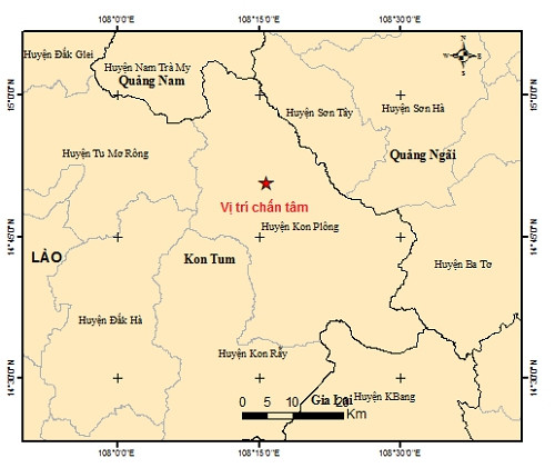 Kon Tum xảy ra 4 trận động đất liên tiếp trong vòng 30 phút ngày 7/7