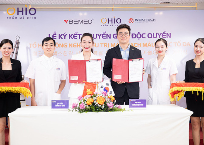 Thẩm mỹ OHIO và Tập đoàn Wontech ký kết chuyển giao công nghệ độc quyền điều trị mao mạch máu và sắc tố da