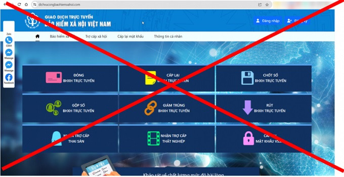 BHXH Việt Nam cảnh báo trang web giả mạo Cổng dịch vụ công