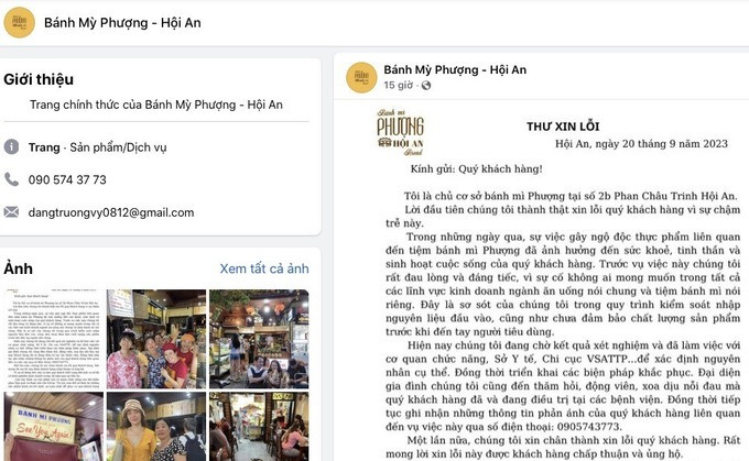 Quảng Nam: Chủ cơ sở bánh mì Phượng gửi thư xin lỗi khách hàng sau sự cố ngộ độc thực phẩm