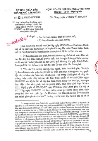 Hải Phòng: Tổng kiểm tra công tác phòng cháy chữa cháy tất cả các chung cư, nhà tập thể, nhà thuê trọ trên toàn thành phố
