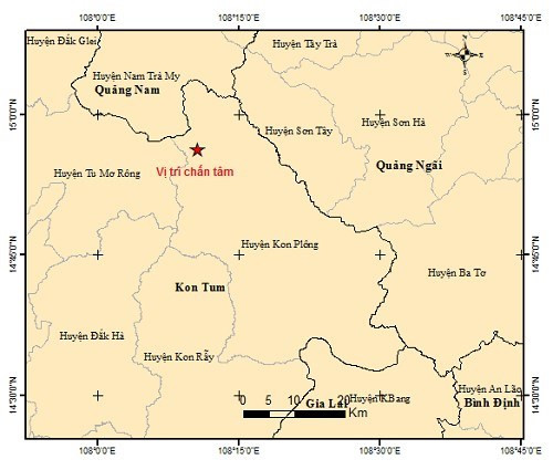 Kon Tum liên tiếp xảy ra 2 trận động đất tại huyện Kon Plong