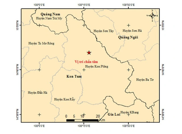 Kon Tum: Liên tiếp xảy ra 6 trận động đất trong ngày 7/2