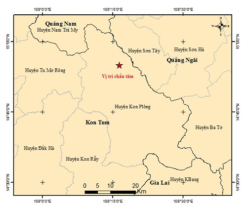 Kon Tum liên tiếp ghi nhận 3 trận động đất trong ngày 21/3