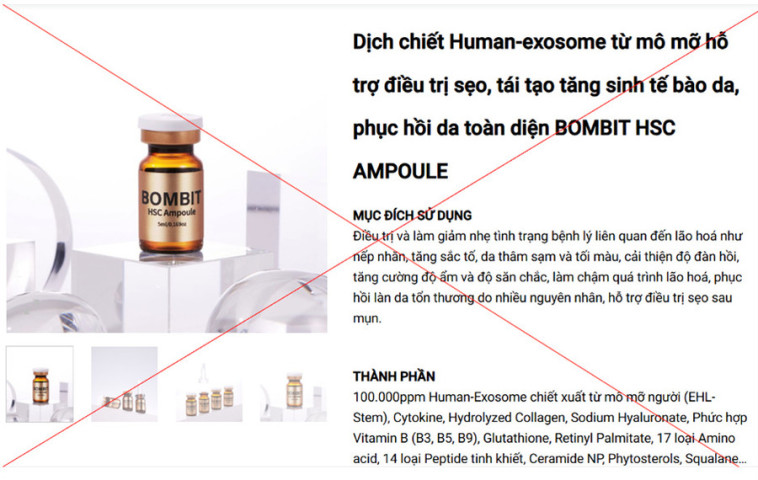 TP. Hồ Chí Minh: Phát hiện 2 cơ sở quảng cáo sai quy định các sản phẩm có nội dung liên quan “công nghệ tế bào gốc”