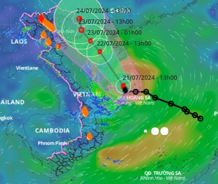 Cập nhật hướng di chuyển của cơn bão số 2 (Prapiroon)