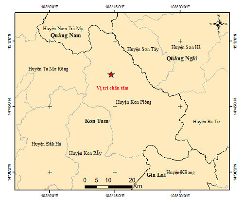 Kon Tum ghi nhận 13 trận động đất trong sáng ngày 29/7