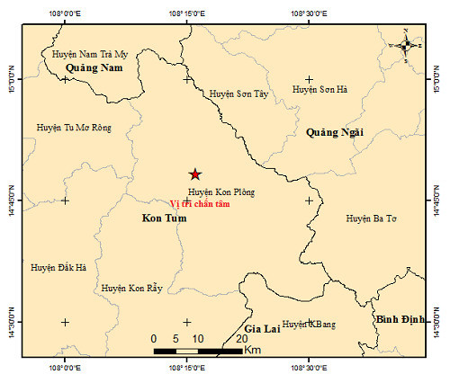 Kon Tum: Xảy ra 9 trận động đất trong sáng ngày 31/7