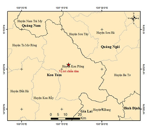 Kon Tum: Xảy ra 2 trận động đất tại khu vực huyện Kon Plông vào sáng nay 2/8