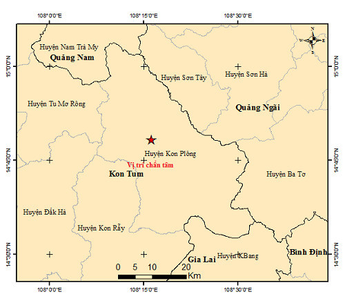 Kon Tum: Liên tiếp xảy ra 4 trận động đất trong sáng 5/8