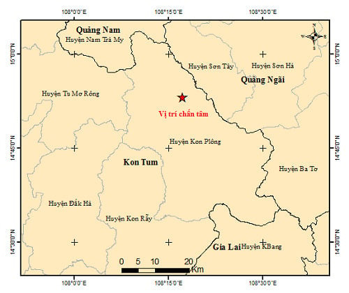 Kon Tum: Ghi nhận 7 trận động đất tại huyện Kon Plông trong ngày 20/8