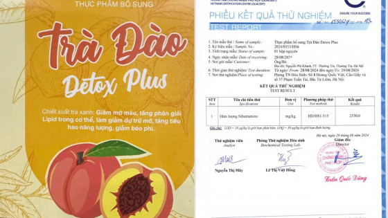 Sản phẩm Trà Đào Detox Plus của Nguyễn Hải Hà bị khách hàng tố chứa chất cấm, ảnh hưởng đến sức khỏe