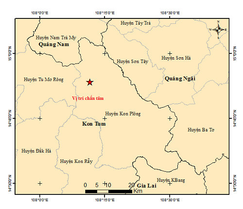 Kon Tum: Ghi nhận 6 trận động đất trong một ngày