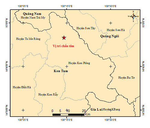 Kon Tum: Xảy ra 6 trận động đất liên tiếp ở huyện Kon Plông chỉ trong chưa đầy 1 giờ ngày 7/10