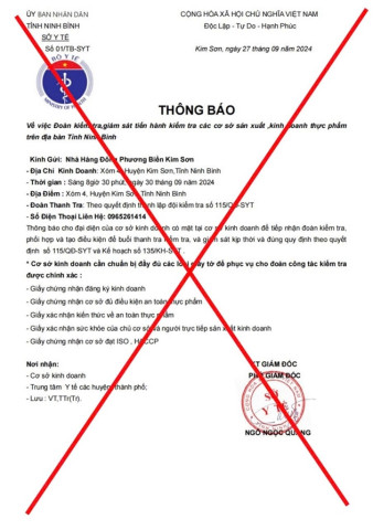Sở Y tế Ninh Bình cảnh báo thủ đoạn lừa đảo giả mạo để chiếm đoạt tài sản