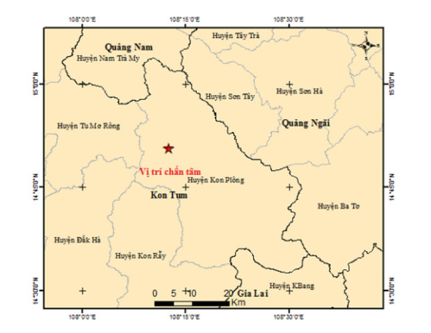 Kon Tum: Ghi nhận 2 trận động đất tại huyện KonPlông