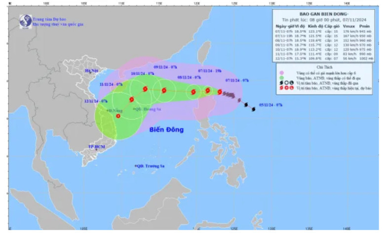 Bão Yinxing sẽ vào biển Đông với cường độ cấp 14, giật cấp 16