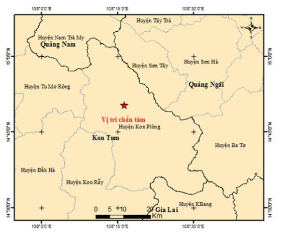 Kon Tum: Ghi nhận 10 trận động đất trong ngày 26/11