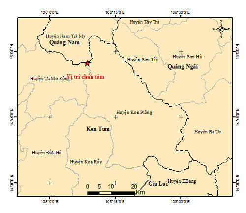 Kon Tum: Ghi nhận liên tiếp 6 trận động đất trong ngày 30/11