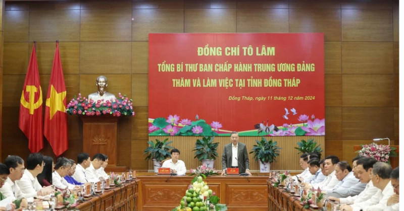 Tổng Bí thư Tô Lâm thăm và làm việc tại tỉnh Đồng Tháp