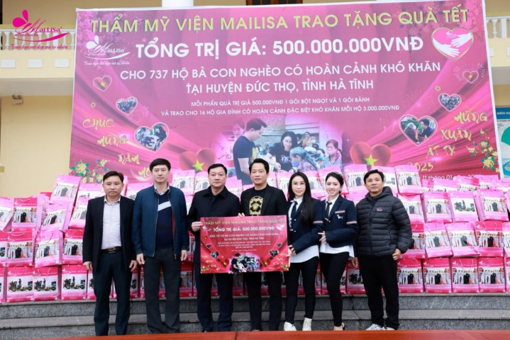 Thẩm mỹ viện Mailisa trao 737 phần quà đến bà con có hoàn cảnh khó khăn tại huyện Đức Thọ, tỉnh Hà Tĩnh