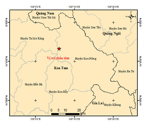 Kon Tum: Ghi nhận 2 trận động đất trong ngày 17/1