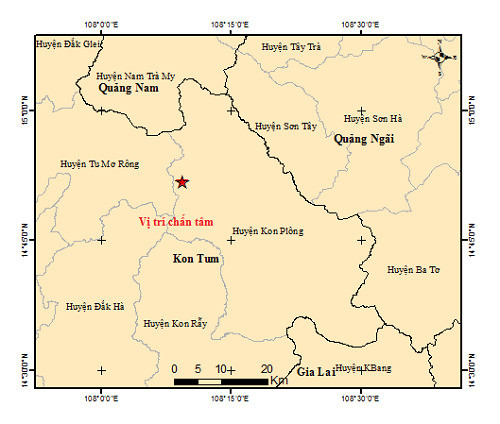 Kon Tum: Xảy ra trận động đất có độ lớn 2.6 tại huyện Kon Plông