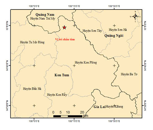 Kon Tum: Liên tiếp xảy ra 4 trận động đất tại huyện KonPlông trong sáng nay (31/3)