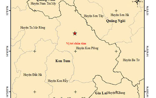 Kon Tum: Liên tiếp xảy ra 3 trận động đất tại huyện KonPlông trong ngày 7/4