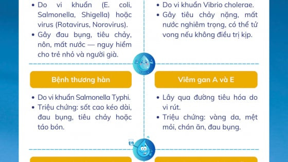 Infographic: Những bệnh thường gặp khi uống nước bị nhiễm bẩn