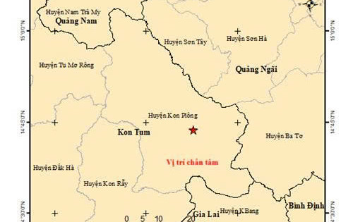 Kon Tum: Xảy ra trận động đất có độ lớn 2.5 tại huyện Kon Plông