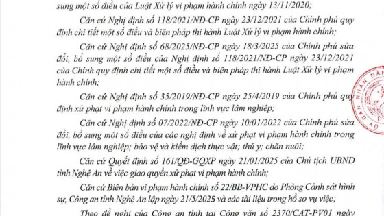 Nghệ An: Xử phạt một cá nhân hơn 262 triệu đồng vì mua, tàng trữ xương, móng vuốt động vật hoang dã quý hiếm