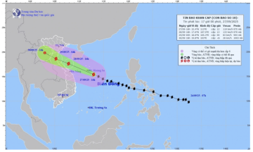 Bão số 10 (Bualoi) tiếp tục di chuyển nhanh, cách đặc khu Hoàng Sa khoảng 170km