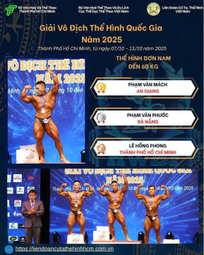 Lực sĩ Phạm Văn Mách giành Huy chương vàng Giải vô địch Thể hình quốc gia 2025