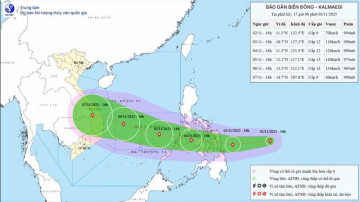 Bão KALMAEGI tiến sát biển Đông, có thể mạnh tới cấp 14