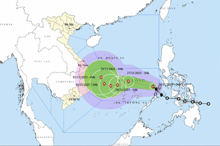 Thời tiết 26/11: Bão tăng cấp trên Biển Đông, sóng biển dâng cao