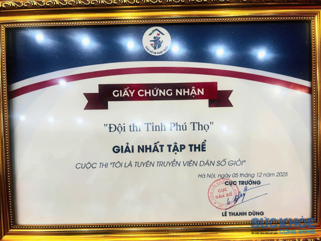 Phú Thọ giành giải nhất toàn quốc vinh danh đội tuyên truyền viên dân số năm 2025